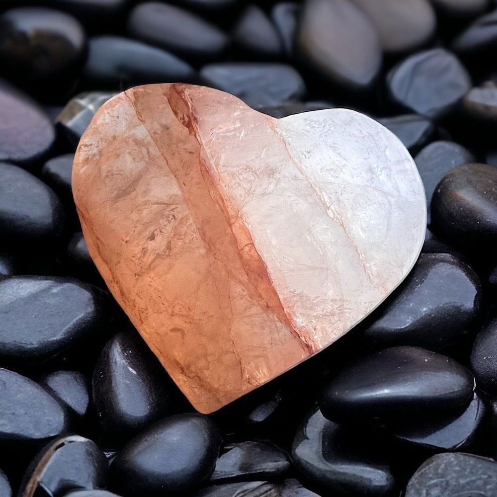 Fire Quartz Crystal‎ Heart Carving